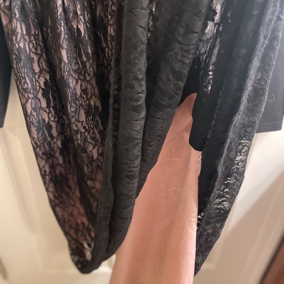 Liza Luxe Black and Pink Mixed Media Dress with Lace Bottom, Size 1X - Picture 6 of 10